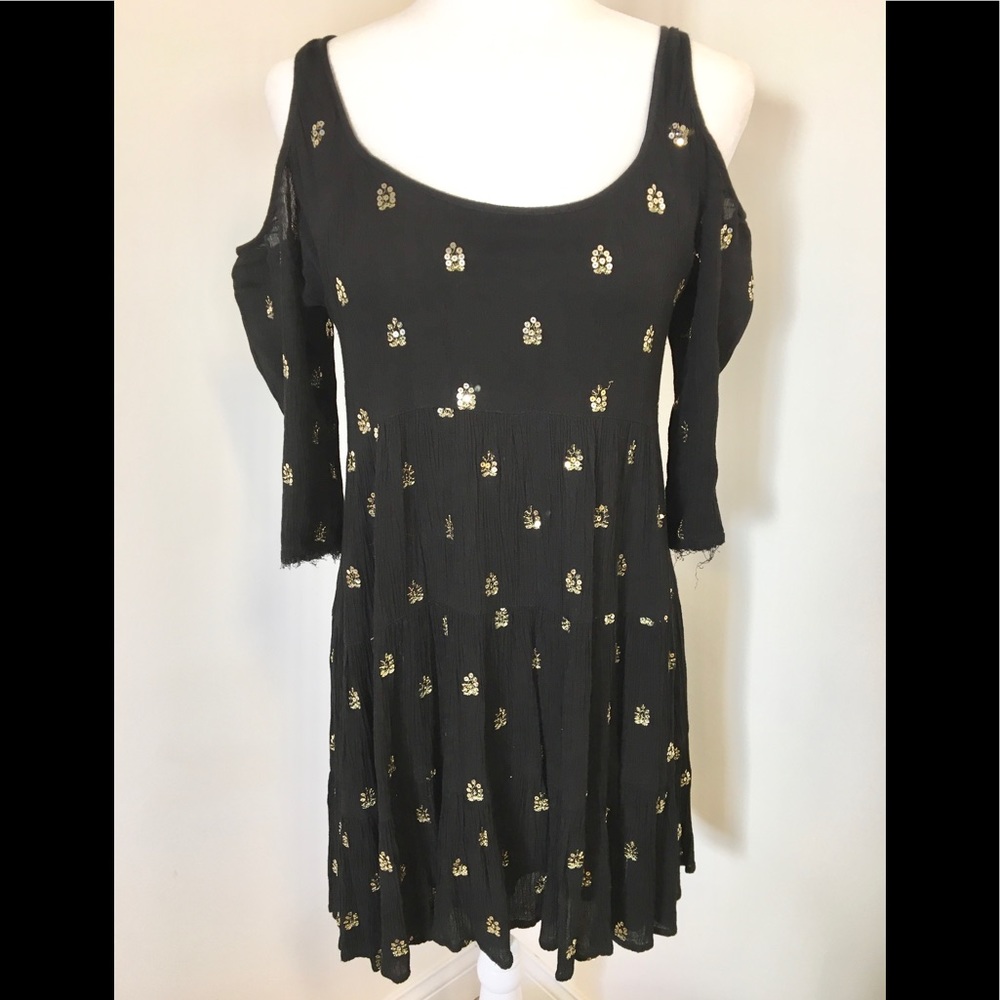 Sparkling Free People cold shoulder mini dress!